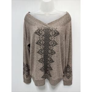 No Frills Los Angeles Womens Gray LS Sweatshirt Geometric Pullover Size XL